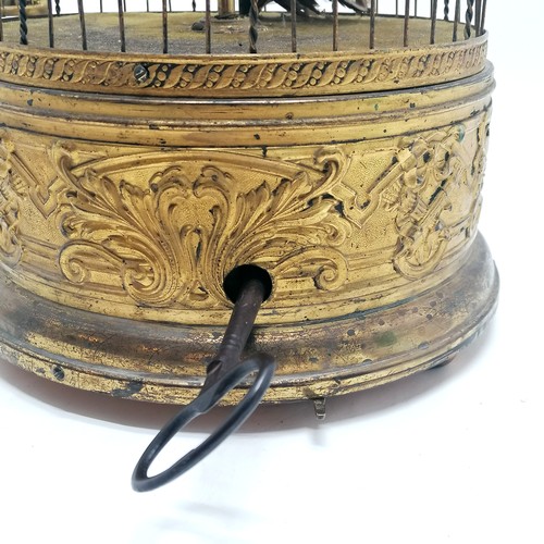 5 - Antique French brass automaton in the form of a bird cage with 2 birds - 59cm drop x 27cm diameter ~... 