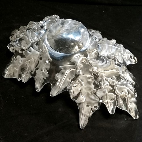 9 - Lalique Champs-Élysées glass leaf bowl - 45cm across x 25cm x 19cm high ~ no obvious damage