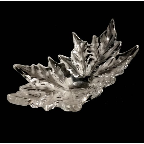 9 - Lalique Champs-Élysées glass leaf bowl - 45cm across x 25cm x 19cm high ~ no obvious damage