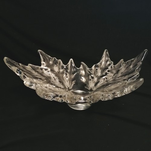 9 - Lalique Champs-Élysées glass leaf bowl - 45cm across x 25cm x 19cm high ~ no obvious damage