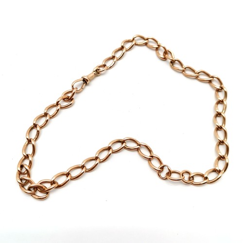 605 - Antique 9ct marked rose gold neckchain made from modified albert chain - 38cm & 27.3g