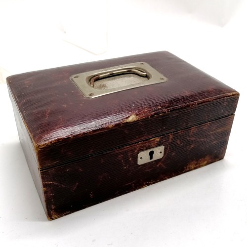 617 - Antique jewellery box containing antique and later costume jewellery inc unmarked silver brooch, ant... 