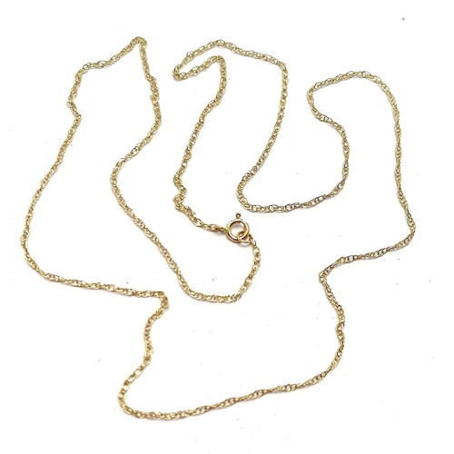 618 - 9ct marked gold fine 46cm neckchain - 0.6g