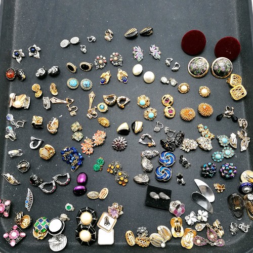 648 - Qty of mostly clip-on earrings inc enamel, red velvet etc - SOLD ON BEHALF OF THE NEW BREAST CANCER ... 