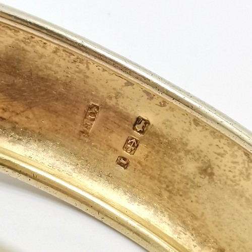 665 - c.1880's Victorian silver gilt bangle with engraved detail to front & unusual J M Banks patent clasp... 