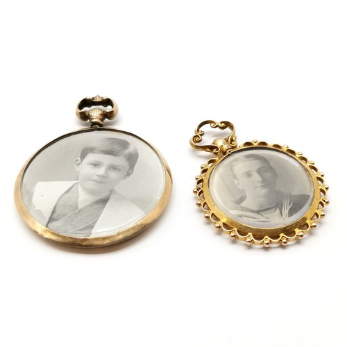 676 - 4 x antique 9ct hallmarked / marked gold portrait pendants - largest 4.5cm drop & total weight (lot)... 