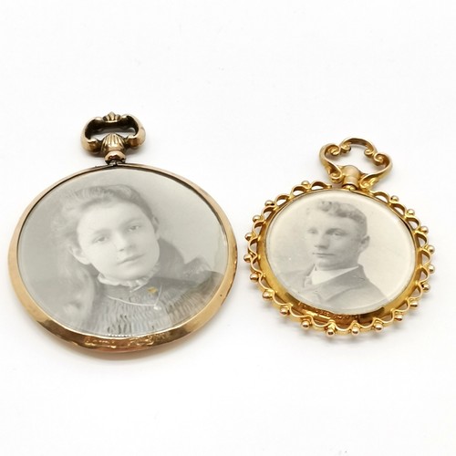 676 - 4 x antique 9ct hallmarked / marked gold portrait pendants - largest 4.5cm drop & total weight (lot)... 