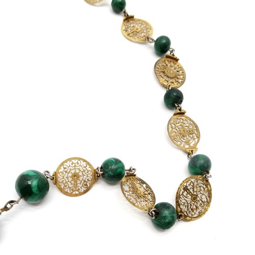 685 - Necklace made from watch parts and malachite beads - 68cm long