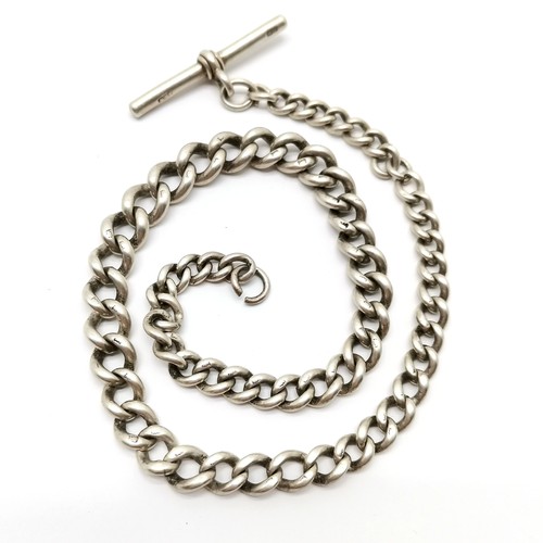 697 - Antique silver graduated albert chain (every link marked) - 35cm & 40g & lacks clasp