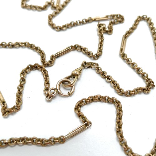 702 - Antique 1913 dated gilt metal languard / muff chain by J S & Co - 130cm long