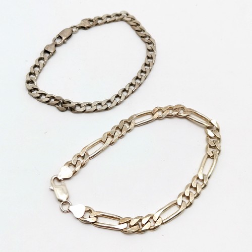 718 - 2 x silver heavy gauge bracelets - longest 23cm & weight (2) 39g