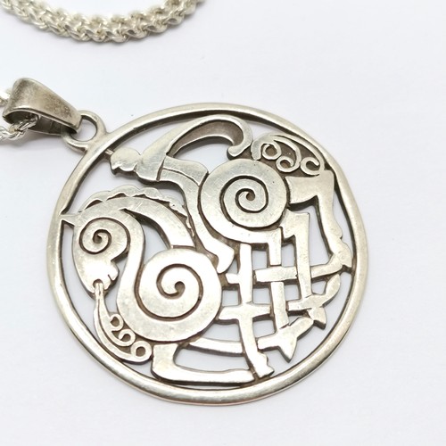 746 - Shetland Silvercraft silver Sleipner : Odin's horse pendant (40mm diameter) on silver 44cm chain - 1... 