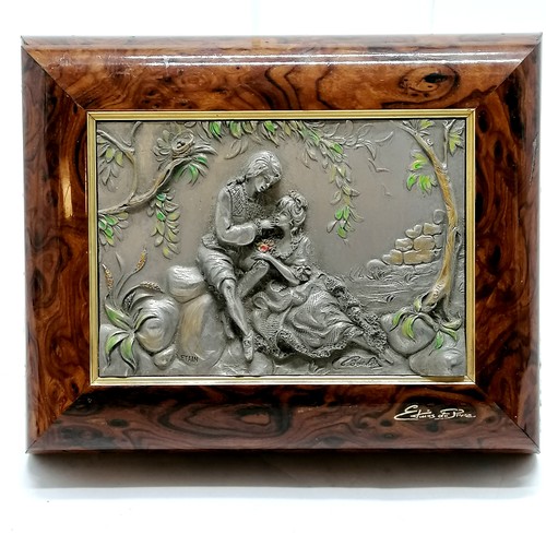 768 - French decorative Etains Du Prince jewellery box with raised pewter panel containing qty of jeweller... 