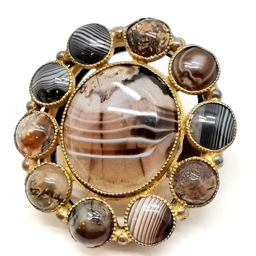 770 - 2 x antique Scottish hardstone brooches - unmarked silver brooch set with paua shell (3.5cm diameter... 