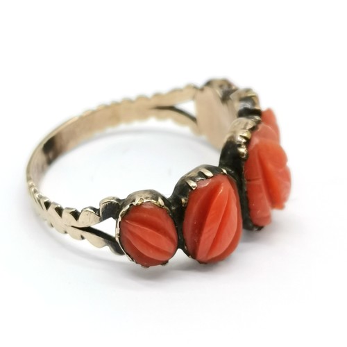 786 - Antique Georgian ring set with carved coral - size K