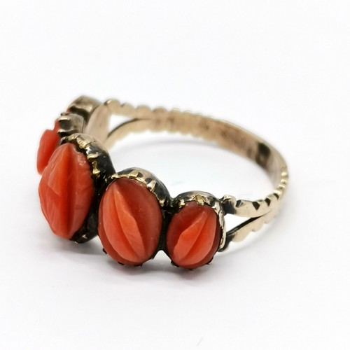 786 - Antique Georgian ring set with carved coral - size K