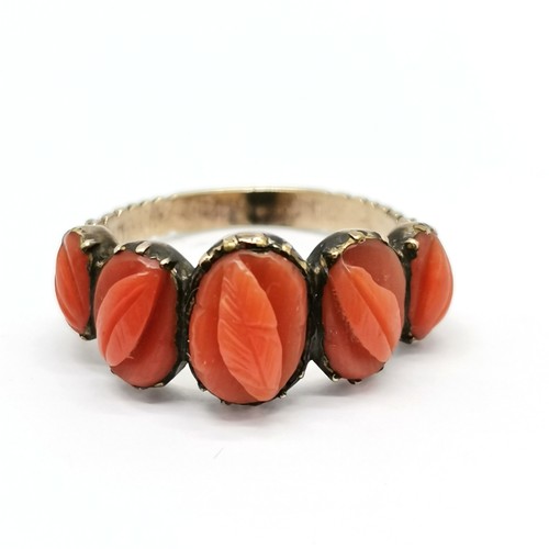 786 - Antique Georgian ring set with carved coral - size K