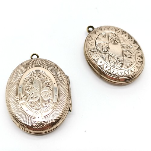 787 - 2 x antique unmarked gold back & front enamel pendant lockets (largest 3cm) - total weight 13g