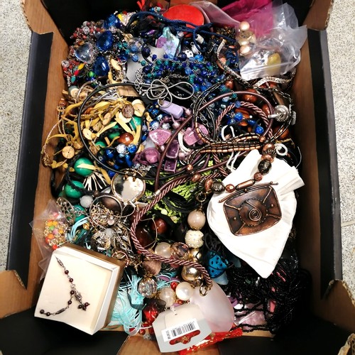 798 - 2 boxes of costume jewellery inc large owl pendant (12cm), Max D necklace etc - approx total weight ... 