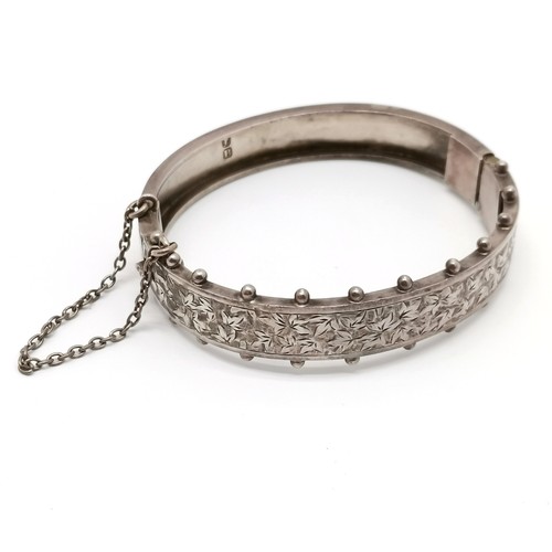 822 - Antique 1885 Chester silver bangle with bead detail to edges by Henry Williamson - 5.5cm across & 13... 