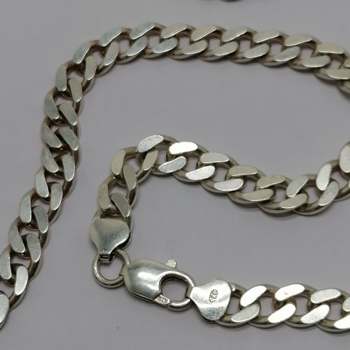 860 - Silver hallmarked filed curb link heavy gauge neckchain - 54cm & 60g