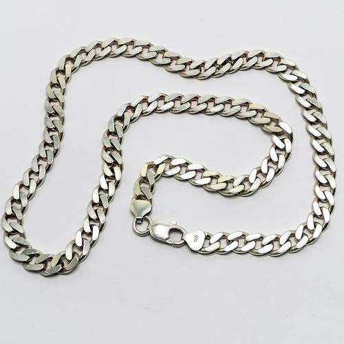 860 - Silver hallmarked filed curb link heavy gauge neckchain - 54cm & 60g