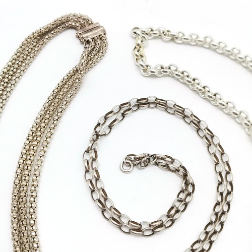 861 - 4 x silver necklaces inc Milor triple strand, etc - longest 62cm & weight (4) 60g