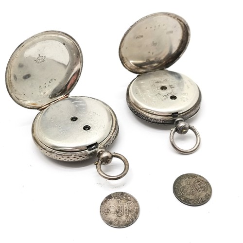 880 - 2 x silver cased pocket watches (largest 38mm), GSTP Grana military pocket watch (running), some coi... 