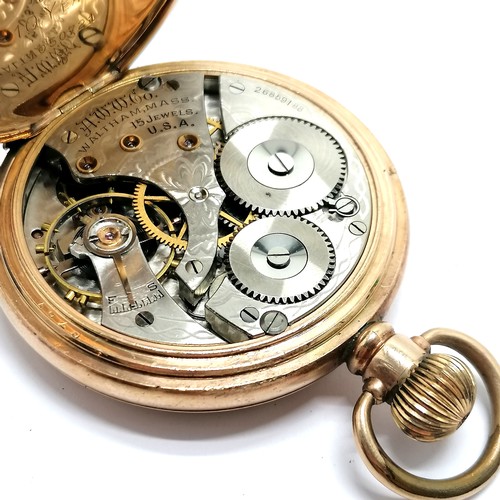 893 - Antique Waltham gold plated mechanical wind pocket watch - 48mm Dennison case ~ running at time of l... 