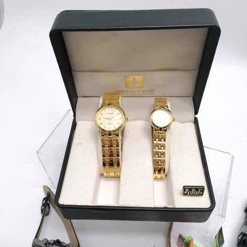 894 - Qty of mostly quartz watches inc star parade Pop Swatch, unusual Oris, boxed Swissline ladies & gent... 