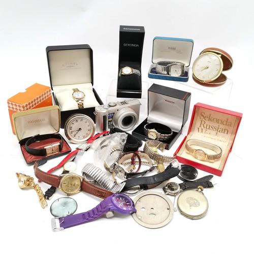 895 - Qty of mostly quartz wristwatches inc boxed Rotary t/w boxed travel clock etc