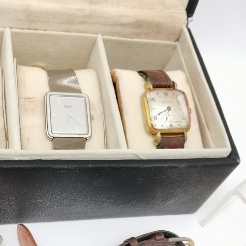 900 - Qty of mostly quartz wristwatches inc LED, Seiko etc t/w Wittnauer polara guarantee card, Omega book... 