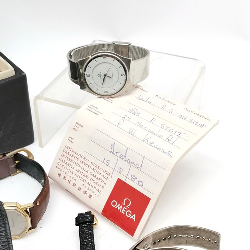 900 - Qty of mostly quartz wristwatches inc LED, Seiko etc t/w Wittnauer polara guarantee card, Omega book... 