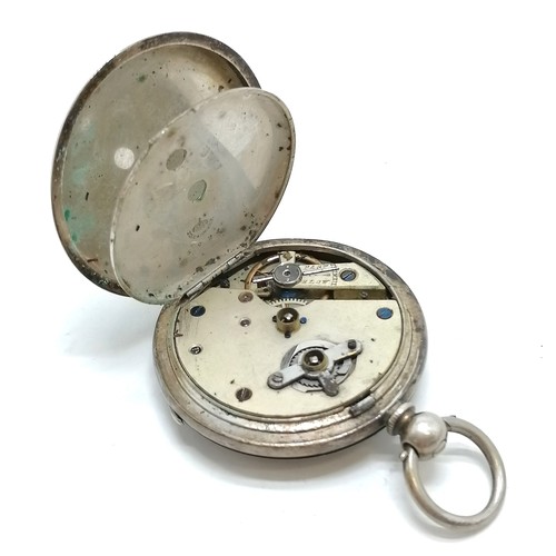 909 - Antique J W Benson silver cased pocket watch (46mm) - for spares / repairs