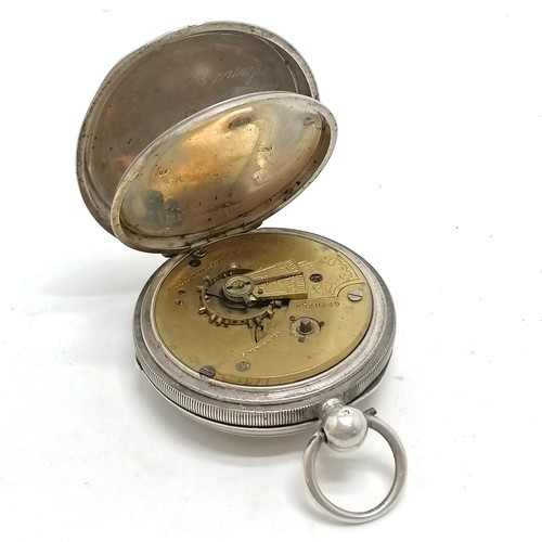 910 - Antique Waltham silver cased pocket watch - 50mm & for spares / repairs