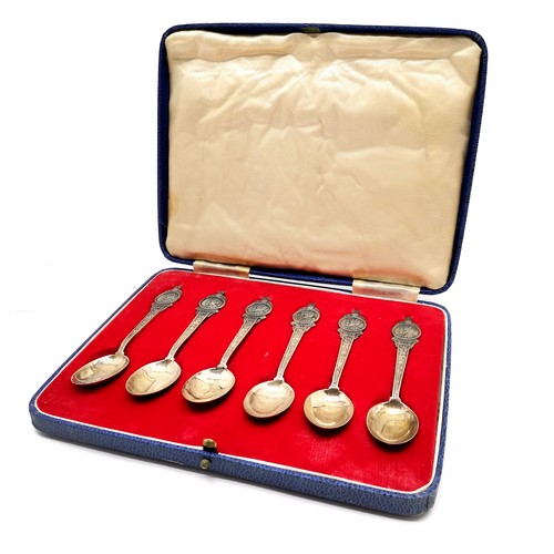 935 - Cased set of 1937 Coronation silver spoons by Cooper Brothers & Sons Ltd - 11cm long & 83g