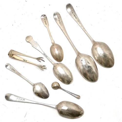 945 - Qty of silver cutlery inc Georgian table spoons (21cm) etc - silver weight 225g ~ some a/f