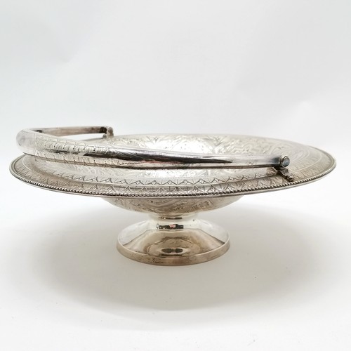 953 - 1870 Scottish silver basket with hand worked profuse decoration by William Marshall - 27cm diameter ... 