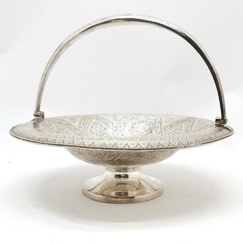 953 - 1870 Scottish silver basket with hand worked profuse decoration by William Marshall - 27cm diameter ... 