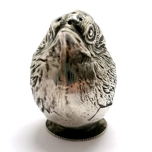 954 - 1907 Chester silver novelty chick in egg pepperette by Sampson Mordan - 3.6cm high & 10g ~ has dent ... 