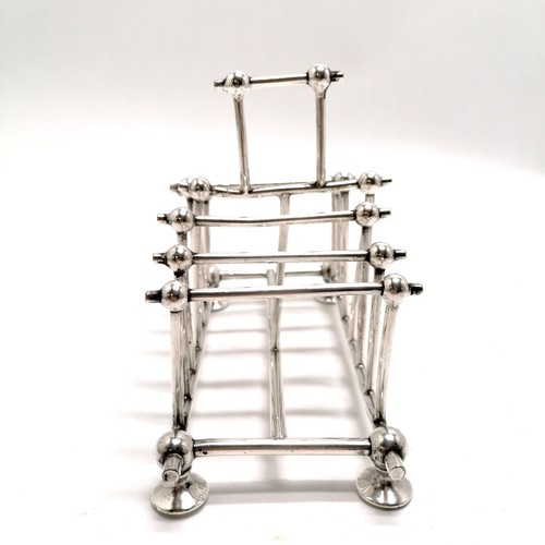 967 - William Hutton EPNS (Magneto plate) antique toastrack in the style of Christopher Dresser - 16.5cm a... 