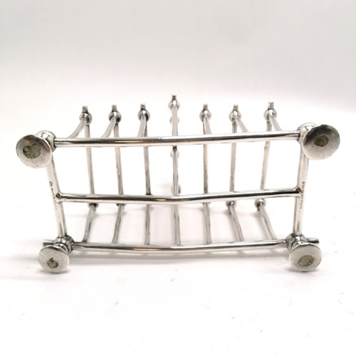 967 - William Hutton EPNS (Magneto plate) antique toastrack in the style of Christopher Dresser - 16.5cm a... 