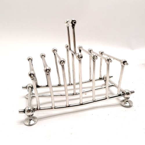 967 - William Hutton EPNS (Magneto plate) antique toastrack in the style of Christopher Dresser - 16.5cm a... 