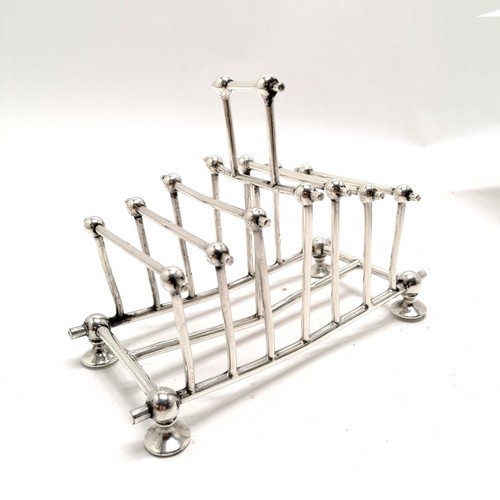 967 - William Hutton EPNS (Magneto plate) antique toastrack in the style of Christopher Dresser - 16.5cm a... 