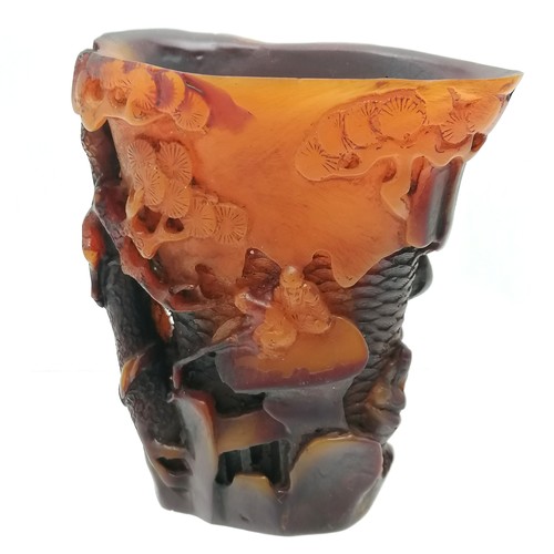 21 - Libation style cup with figural detail (10cm), 8 x ceramic snuff bottles (1 a/f) & red snuff bottle ... 