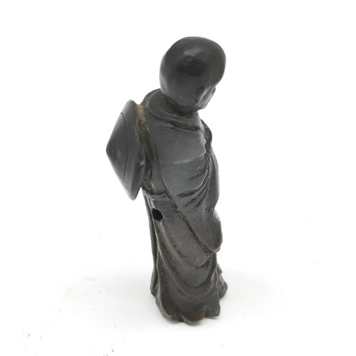 30 - Antique Chinese hand carved wooden netsuke with pipe tamper base (?) - 8cm & has old loss to hat det... 