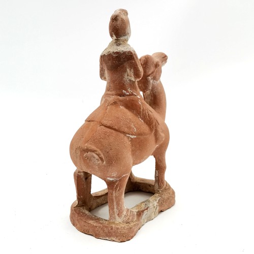 37 - Antique Chinese terracotta camel + rider figurine - 20cm high