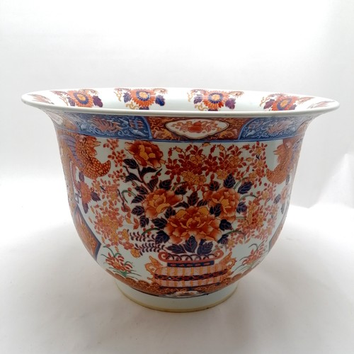 48 - Large Oriental Imari jardiniere with 6 character marks to base - 48cm diameter x 33cm high ~ signs o... 