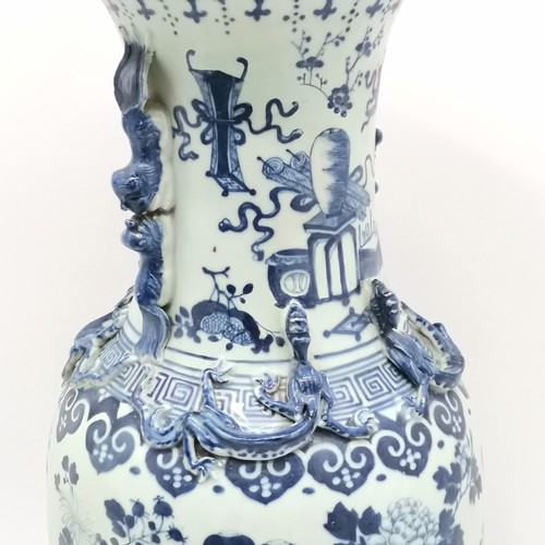 49 - Antique Chinese blue & white floor standing vase - 61cm high with obvious restoration & slight loss