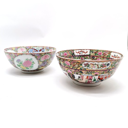 52 - 2 x Oriental large punch bowls - largest 31cm diameter with no obvious damage